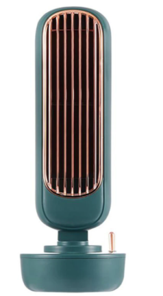 Ventilateur tour rétro Fraîcio en coloris vert, sans fil et rechargeable